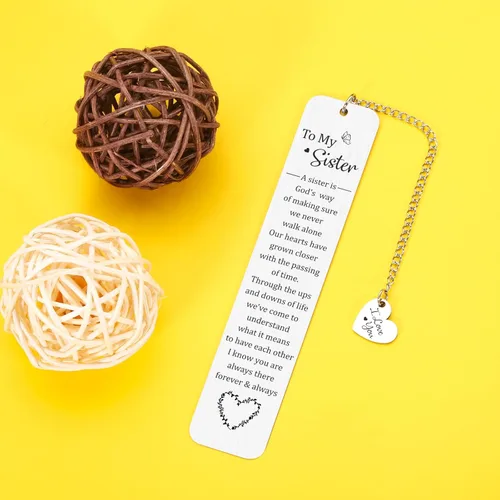 Vista 3 de TI-EDC Marcapáginas inspirador para hermana, regalos para hermana y ella, pequeño, plateado