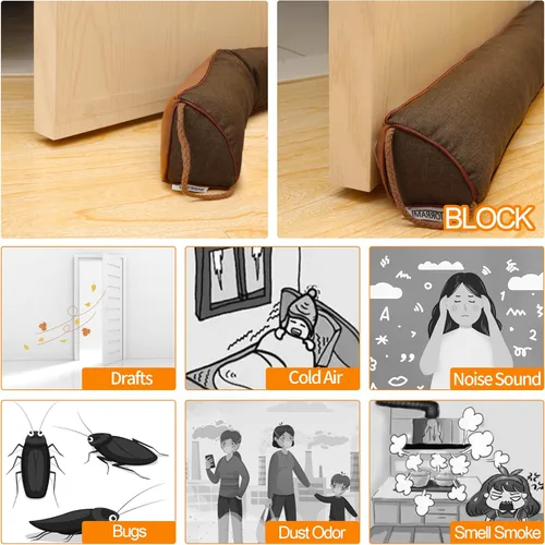 Vista 5 de TORRAMI Tope de corrientes de aire para puerta de 30", aislamiento de la parte inferior, tope de ruido y aire de 2.09 LB, sello de protección contra