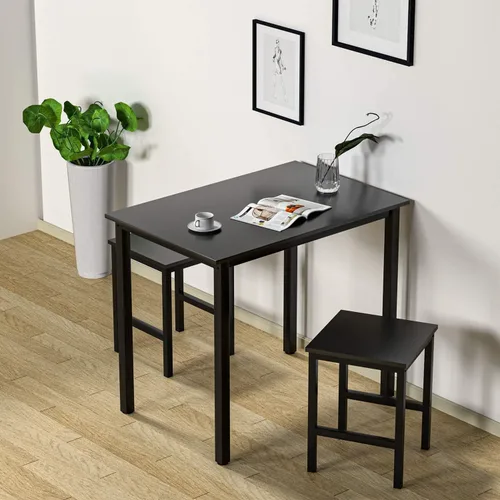 Vista 42 de DKLGG Juego de mesa de comedor para 4, mesa de cocina moderna y sillas para 4 tapas de madera y patas de metal ajustables, juego de mesa de comedor