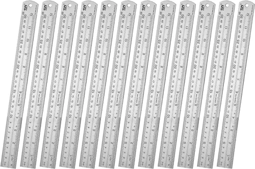 Vista 8 de ZZTX Juego de reglas de metal de borde recto, regla de acero inoxidable, 12 pulgadas, paquete de 1 a granel