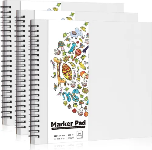 Vista 12 de Almohadilla de papel para marcadores de 135lb/200gsm, cuaderno de bocetos con protección contra manchas de doble cara de 5×7 pulgadas, almohadilla
