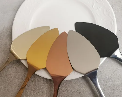 Vista 7 de Solid Wedding Cake Cutting Ceremony Gift, Colored Pie Pastry Serving Set, Luxury Shine Stainless Steel Knife Server Kit, Anniversary, Birthday
