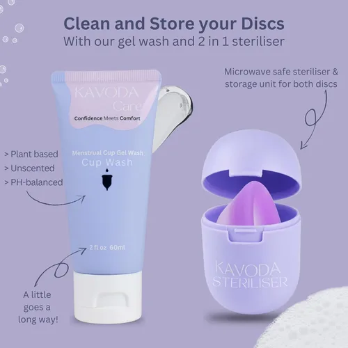 Vista 4 de Discos menstruales - Silicona suave, flexible y reutilizable de grado médico - Uso 12 horas - Muesca de extracción - Dos tamaños - Copa menstrual