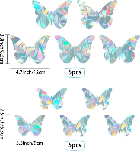 Vista 2 de GORGECRAFT Adhesivos de vidrio con diseño de mariposa para ventana, adhesivos 3D para atrapasoles no adhesivos, película de vinilo anticolisión