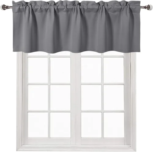 Vista 64 de DWCN Cenefa para ventana de cocina, con bolsillo para barra, para ventana, sala de estar/sótano, 36 x 16 pulgadas de largo, 1 panel, beige