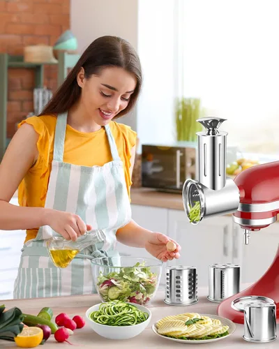 Vista 7 de Jooke Último accesorio grande de acero inoxidable para batidoras KitchenAid, rallador de queso vegetal apto para lavavajillas para accesorios