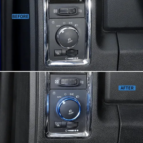 Vista 2 de Voodonala para Dodge RAM - Cubierta de perilla selectora de ajuste de interruptor de faro delantero de aluminio para Dodge RAM 2010-2017, accesorios