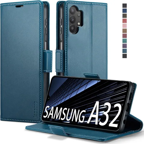 Vista 12 de Funda tipo cartera para Samsung Galaxy A32 5G con bloqueo RFID, tarjetero y función atril magnético, funda de cuero con tapa para Samsung Galaxy A32