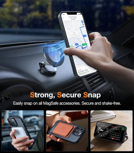 Vista 4 de TORRAS Funda para iPhone 13 Pro Negro Translúcido Magnético Fuerte y Soporte Sin Costuras, Compatible con MagSafe, Protección contra Caídas
