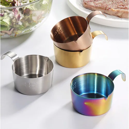 Vista 2 de Taza de salsa de acero inoxidable de 2.8 onzas, tazas de salsa de tomate para condimentos, mini platillos individuales, cuencos redondos, platos