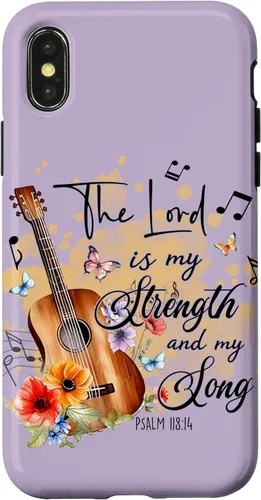 Vista 5 de iPhone 12 mini El Señor es mi fuerza Wildflower Religious Faith On Purple Case