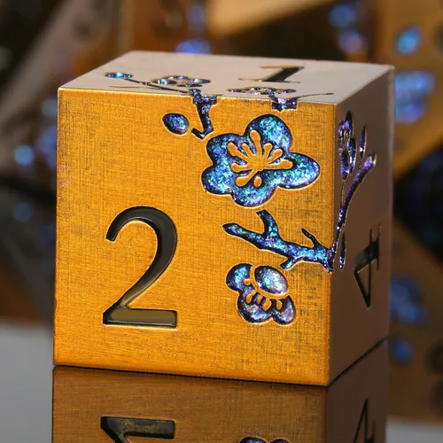 Vista 23 de DNDND - Dados de diseño antiguo, 7 dados de metal de latón con caja de metal para juegos de mesa como Dungeons and Dragons