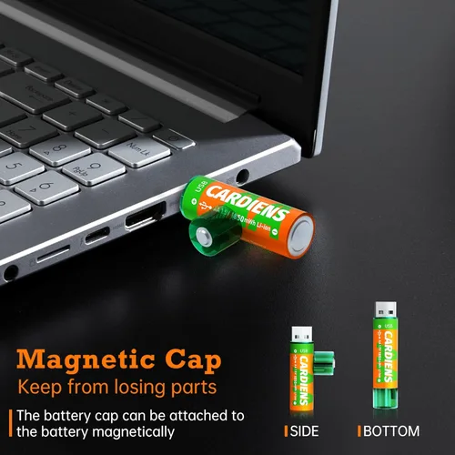 Vista 3 de Baterías AA recargables USB integradas 1850 mWh pilas AA recargables de 1.5 V doble A con indicador de carga LED, paquete de 4
