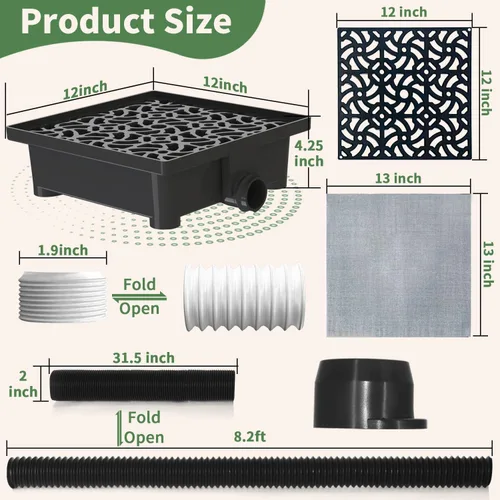 Vista 7 de Kit Grande de Extensiones de Bajante de Canalón, Cuenca de Captación + 2 Tubos, Extensor de Bajante de Perfil Bajo – Cada Tubo Flexible es de 8.2
