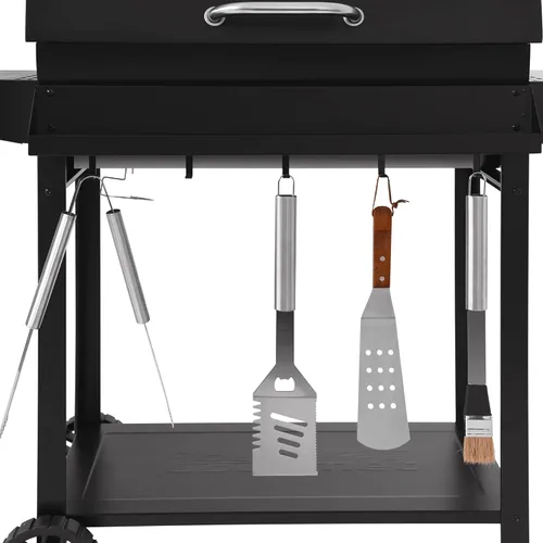 Vista 11 de Royal Gourmet CC1830T - Parrilla de carbón de barril de 30 pulgadas con rejilla de calentamiento y cesta de almacenamiento frontal, parrilla