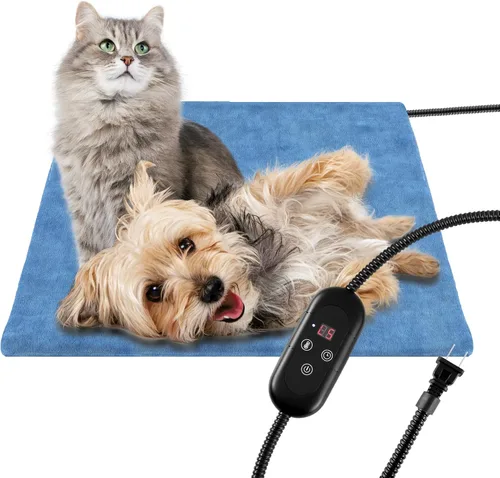Vista 9 de Almohadilla térmica para mascotas para perros, para interiores y exteriores, impermeable, almohadilla eléctrica calefactora para gatos con cable