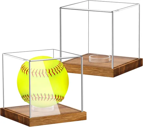 Vista 10 de Hooqict Estuche de exhibición de anillo de campeonato de acrílico transparente, caja de exhibición con protección UV con base para deportes