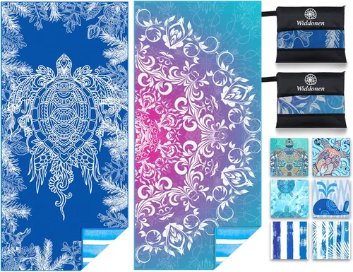 Vista 15 de Toalla de playa ligera de microfibra sin arena, de secado rápido, absorbente, toallas delgadas compactas para natación, piscina, camping, accesorios