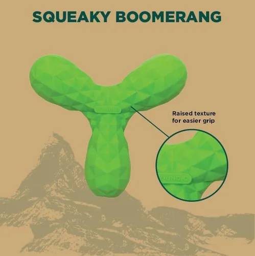 Vista 2 de Hound2O - Juguetes para perros, boomerang chirriante, verde, juguete resistente, atractivo e interactivo para todas las razas, masticar, perseguir