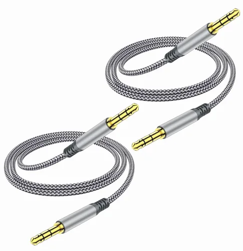 Vista 8 de Henrety Cable auxiliar trenzado de nailon de 0.138 in (3.3 pies), cable auxiliar de audio macho a macho para auriculares, automóvil, estéreo