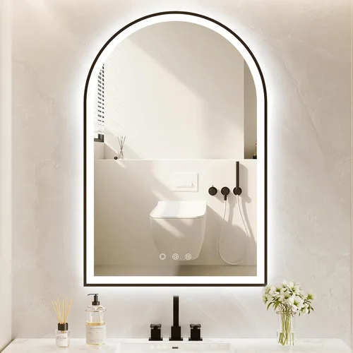 Vista 22 de Espejo Retroiluminado con Forma de Arco para Baño de 20"x30" - Espejo de Baño LED Sin Marco con Luces, Sin Empañamiento, Ajustable, 3 Cambios
