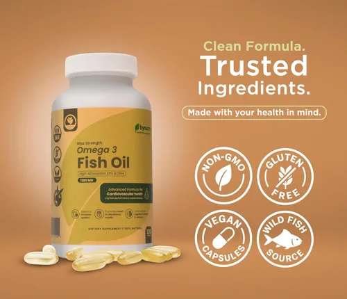 Vista 4 de Aceite de pescado Omega 3 – Max Strength 1280 mg cápsulas blandas con EPA 650 mg y DHA 450 mg – Cápsulas de aceite de pescado Omega-3 de alta