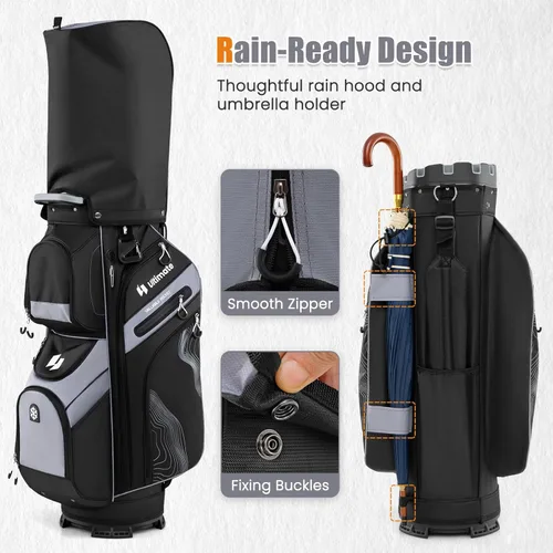 Vista 7 de ULTIMATE Bolsa de carrito de golf de 14 vías, bolsa de golf con bloqueo superior moldeado y separadores de longitud completa, bolsa de golf portátil