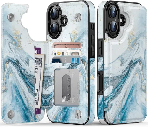 Vista 1242 de LETO para iPhone 15 Pro Funda tipo cartera - Tapa tipo folio con patada - Diseños de moda - Tarjetero - Funda protectora para mujeres y niñas - 6.1