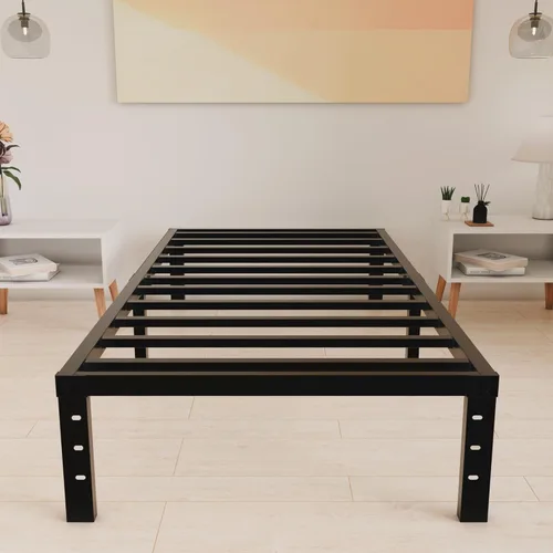 Vista 21 de Base de cama tamaño Queen de 12 pulgadas, no necesita somier, base de colchón de plataforma de metal resistente con listones de acero