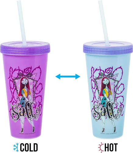 Vista 148 de Silver Buffalo Disney Nightmare Before Christmas Character Grid - Paquete de 4 vasos de plástico que cambian de color, 24 onzas