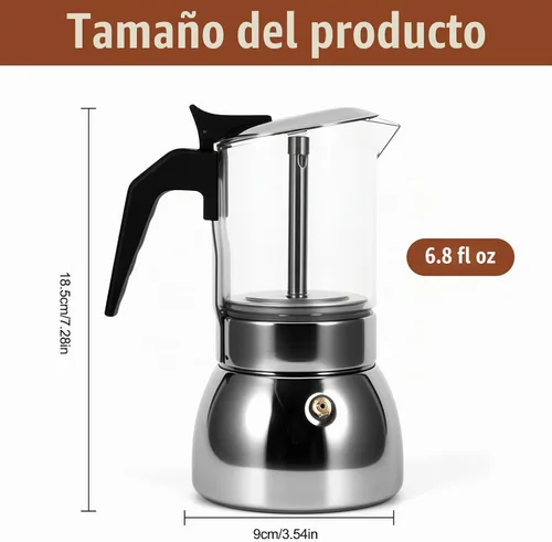 Vista 7 de Houkiper - Cafetera de café expreso, 4 tazas de 6.8 fl oz, cafetera italiana