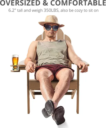 Vista 26 de LUE BONA HDPS Sillas Adirondack de 2, Silla para Hoguera al Aire Libre, Resistente a la Intemperie con Portavasos, Silla Moderna de Plástico