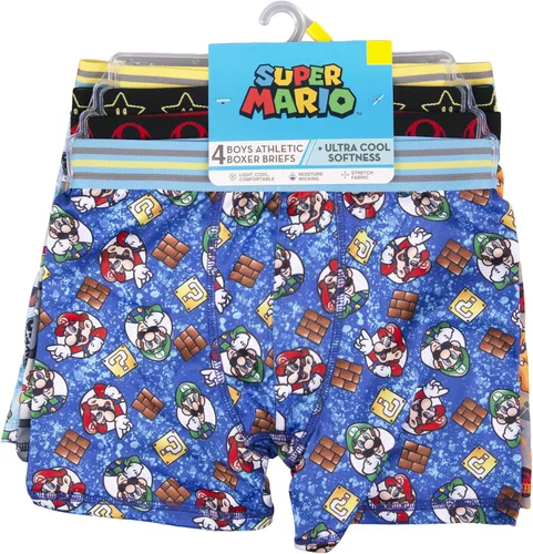 Vista 4 de Nintendo boys Super Mario Boxer Briefs With Mario, Luigi, Toad, Yoshi, Peach & Bowser, Sizes 4, 6, 8, 10 and 12