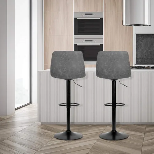 Vista 5 de MORCOE Counter Height Bar Stools Swivel Adjustable Modern Pu Leather Bar Stool Set of 2 Gas Lift Bar Chairs for Dining Kitchen High Dining Chairs