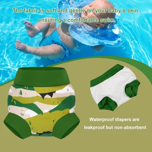 Vista 38 de BIG ELEPHANT Pañales de natación para bebé, 3 piezas, reutilizables, ajustables, lavables, impermeables, para niños y niñas, de 6 meses a 5 años