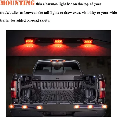 Vista 5 de NPAUTO Barra de Luz Roja para Remolque de 3 Luces 9 LED Barra de Luces de Gálibo ID Tira para Remolque Camión Barco Luz de Identificación