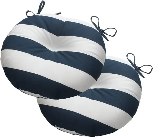 Vista 9 de Magpie Fabrics Cojines de Asiento Redondos para Bistró de Exterior con Lazos, 15"x15"x4" Juego de 2, Cojines Acolchados Impermeables para Taburete