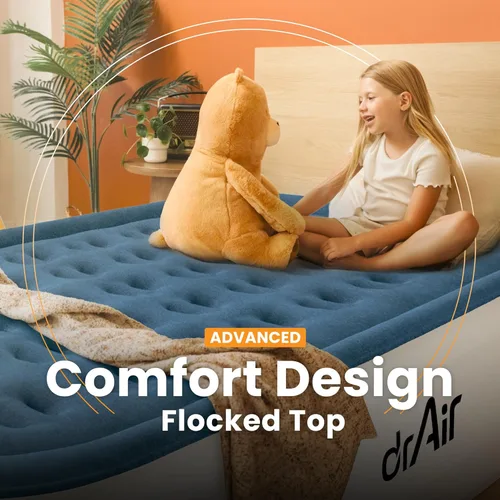 Vista 5 de Dr. air Colchón de aire individual con bomba incorporada, colchón inflable elevado de 18 pulgadas, cama de aire de panal máximo de 500 libras