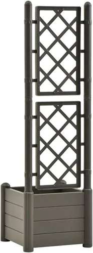 Vista 5 de Garden Planter with Trellis 16.9"x16.9"x55.9" PP Anthracite,Raised Garden Bed,Outdoor Planters for Flower Herb Garden