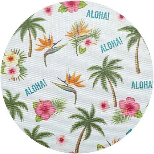 Tropical Palm Hibiscus White Round Table Placemats, Heat Resistant Non Slip Washable Table Mats Set for Kitchen one sizex1
