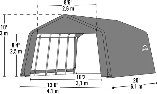 Vista 2 de 73432 carpa con estilo en punta ShelterLogic en gris, 12' x 20' x 10', Verde