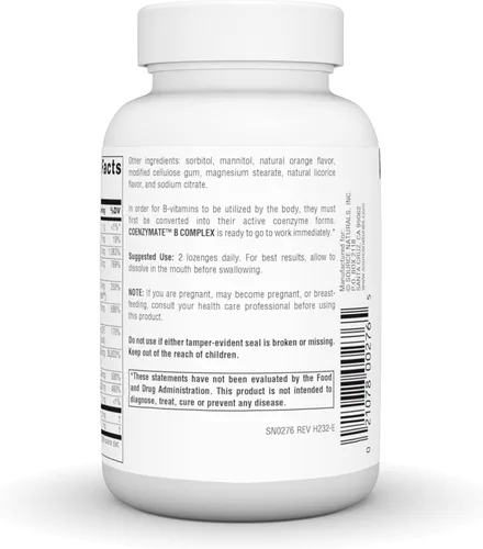 Vista 4 de Source Naturals Coenzymate B Complex - Sabor a naranja que se derrite en la boca - Vitaminas B - 30 pastillas