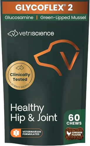 VetriScience Masticables saludables para cadera y articulaciones, glucosamina GlycoFlex y mejillón de labios verdes suplemento de apoyo para la