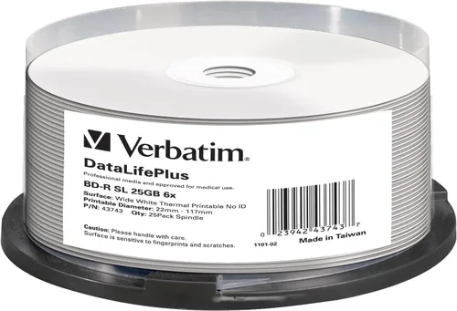 Vista 3 de Verbatim 43738 25GB BD-R SL imprimible - Paquete de 25 husillos