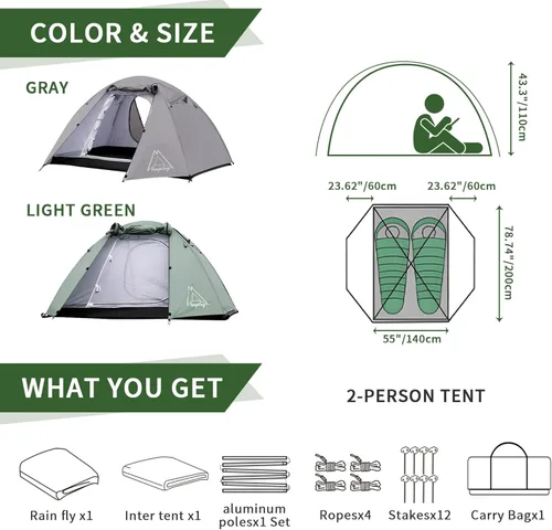 Vista 6 de Camping Tent, Easy Setup, 1-2-8-10 Person Waterproof and Portable Tent for Camping Hiking Outdoor