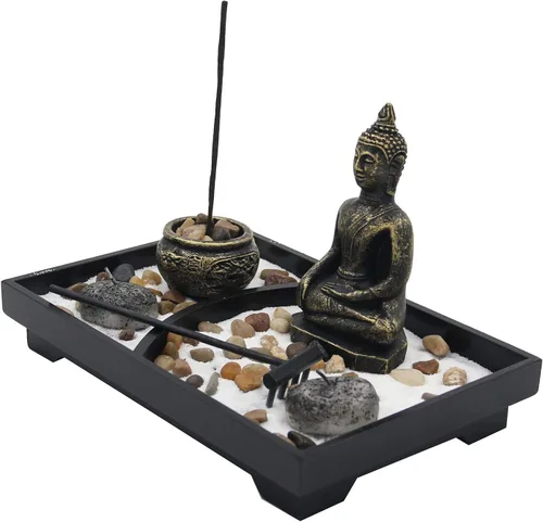 Vista 2 de DharmaObjects Juego de portavelas Buddha Zen Garden Tea Light (Meditation Buddha)