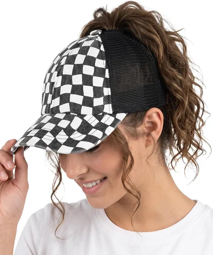 Vista 18 de Funky Junque - Sombrero de cola de caballo para mujer, gorra de béisbol con ajuste ajustable y cola de caballo alta cruzada para uso diario Paquete