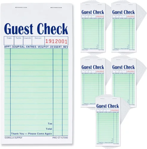 Vista 12 de [1000] Gorilla Supply - Mini libro de cheques de invitados de 3.4 x 5.04 pulgadas, bloc de notas de servidor para camarero y camarera, cheques