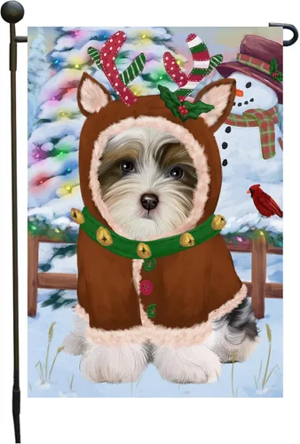 Vista 25 de Doggie of the Day Biewer Dogs Garden Flags - Christmas Time Camping - Double Sided - Yard Lawn Spring Decorative Gift - Home Decor 12 1/2"w x 18"h