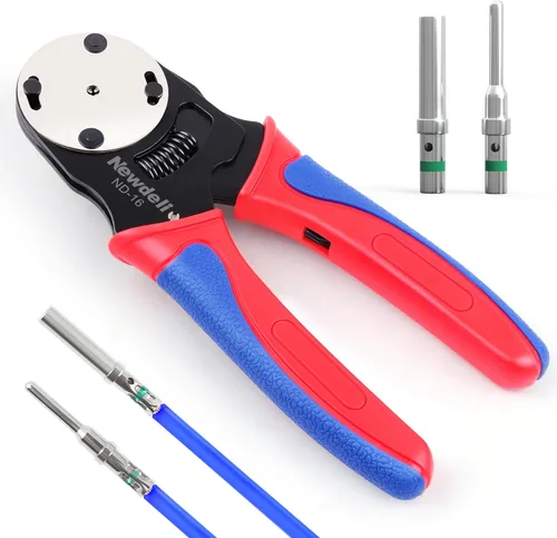 Vista 17 de Newdeli Kit de herramientas de prensado de alambre, 7 piezas, alicates de crimpado de alambre de trinquete para conectores termorretráctiles